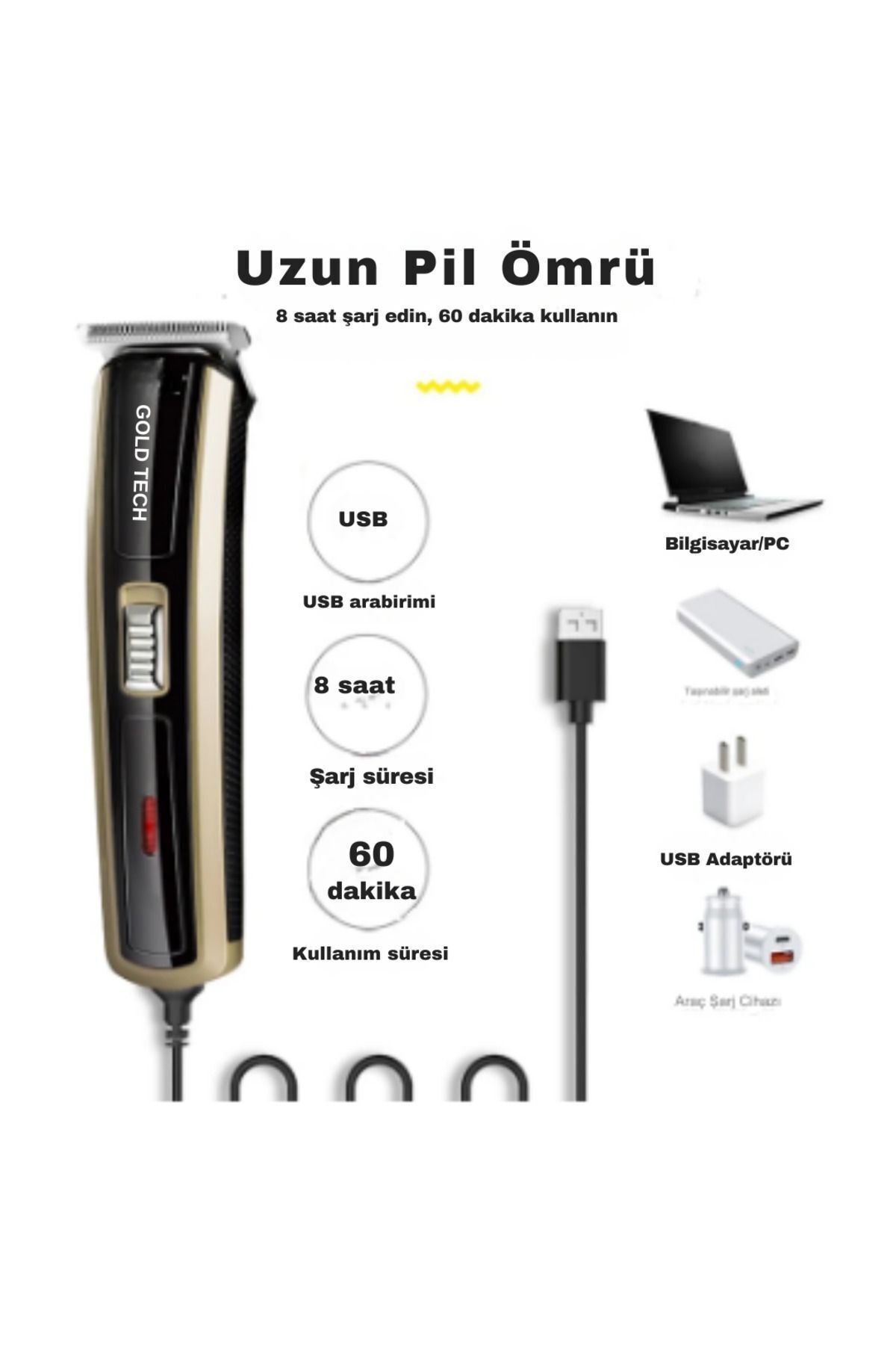 teknotrust profesyonel kullanıma uygun lityum pilli saç sakal kesme makinesi