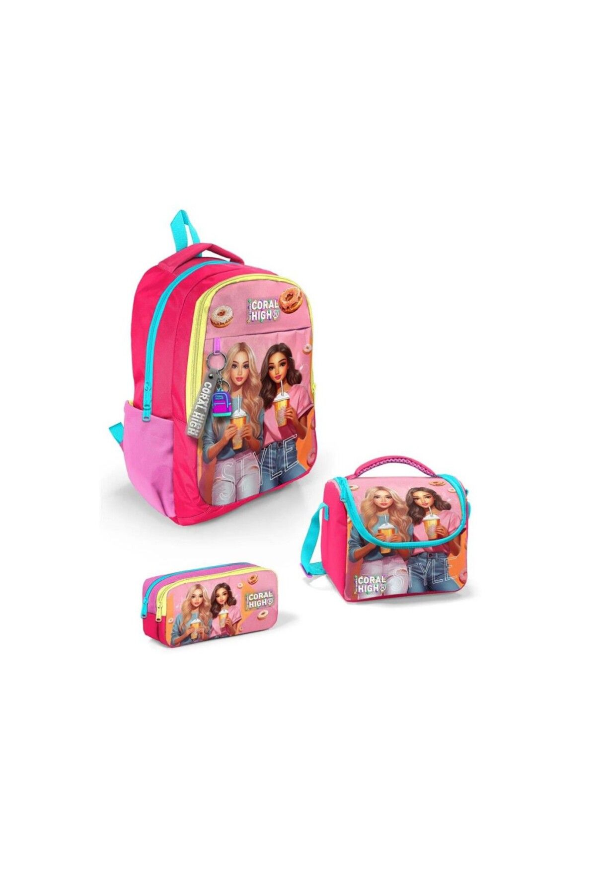 Coral High Fashion Girl Desenli 3’lü Okul Çanta Seti SET