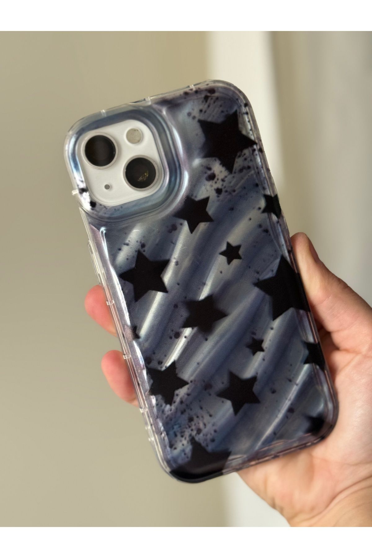FİŞNEİLETİŞİM İPHONE 14 PLUS /15 PLUS UYUMLU YILDIZ DESENLİ HOLOGRAMLI KILIF