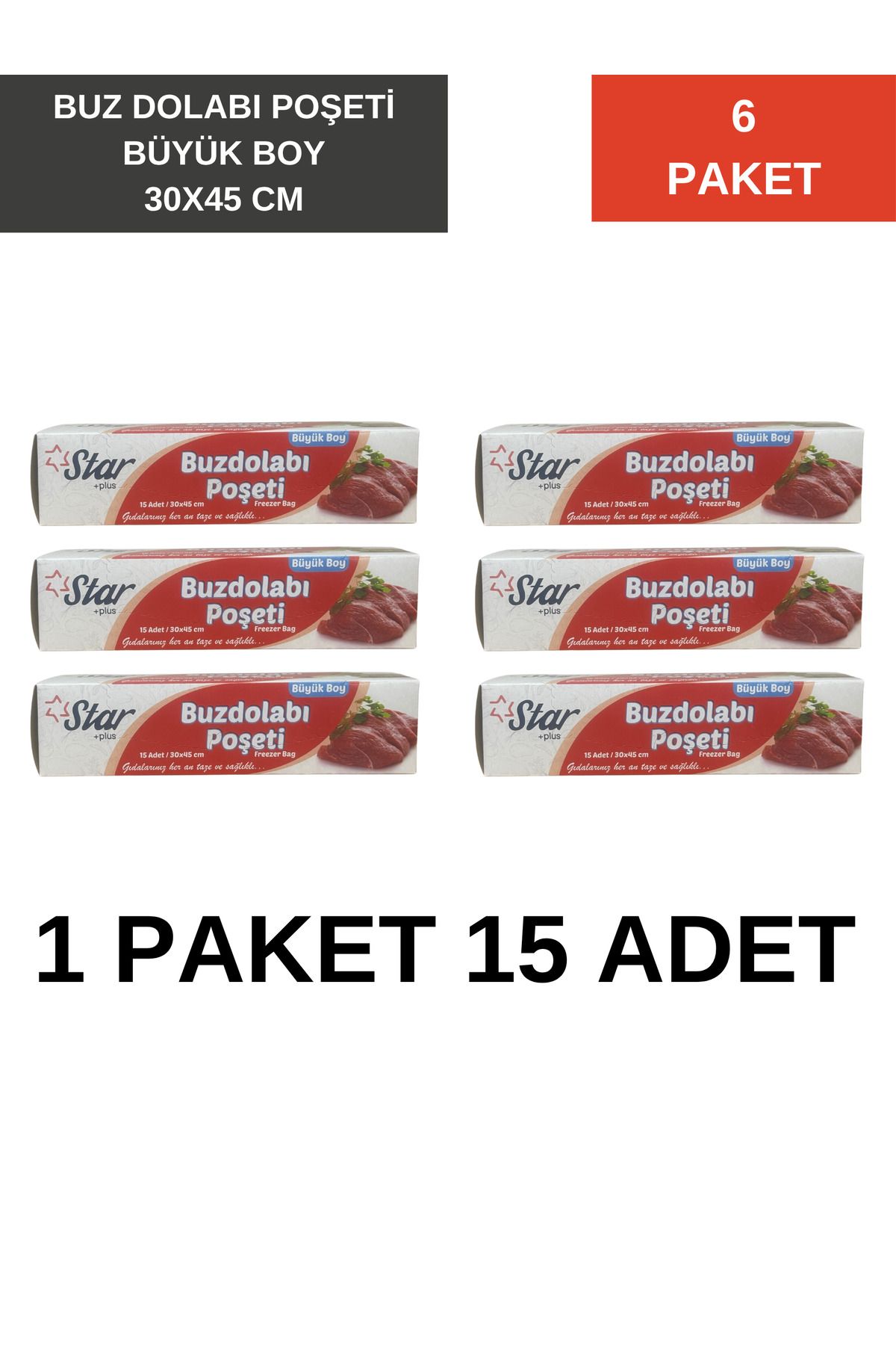 Lider Büyük Boy Buzdolabı Poşeti 15'li 6 Paket