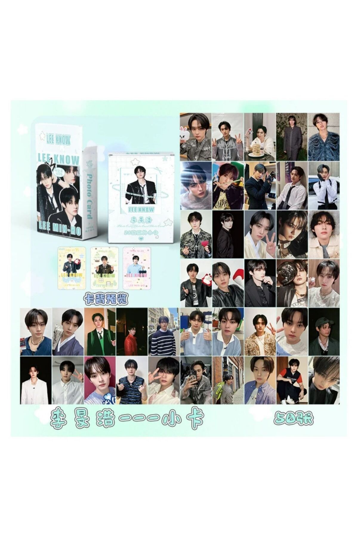 Kpop Dünyasi STRAY KIDS '' Lee Know '' Çift Yön Baskılı Hologramlı/Lomo Card Seti