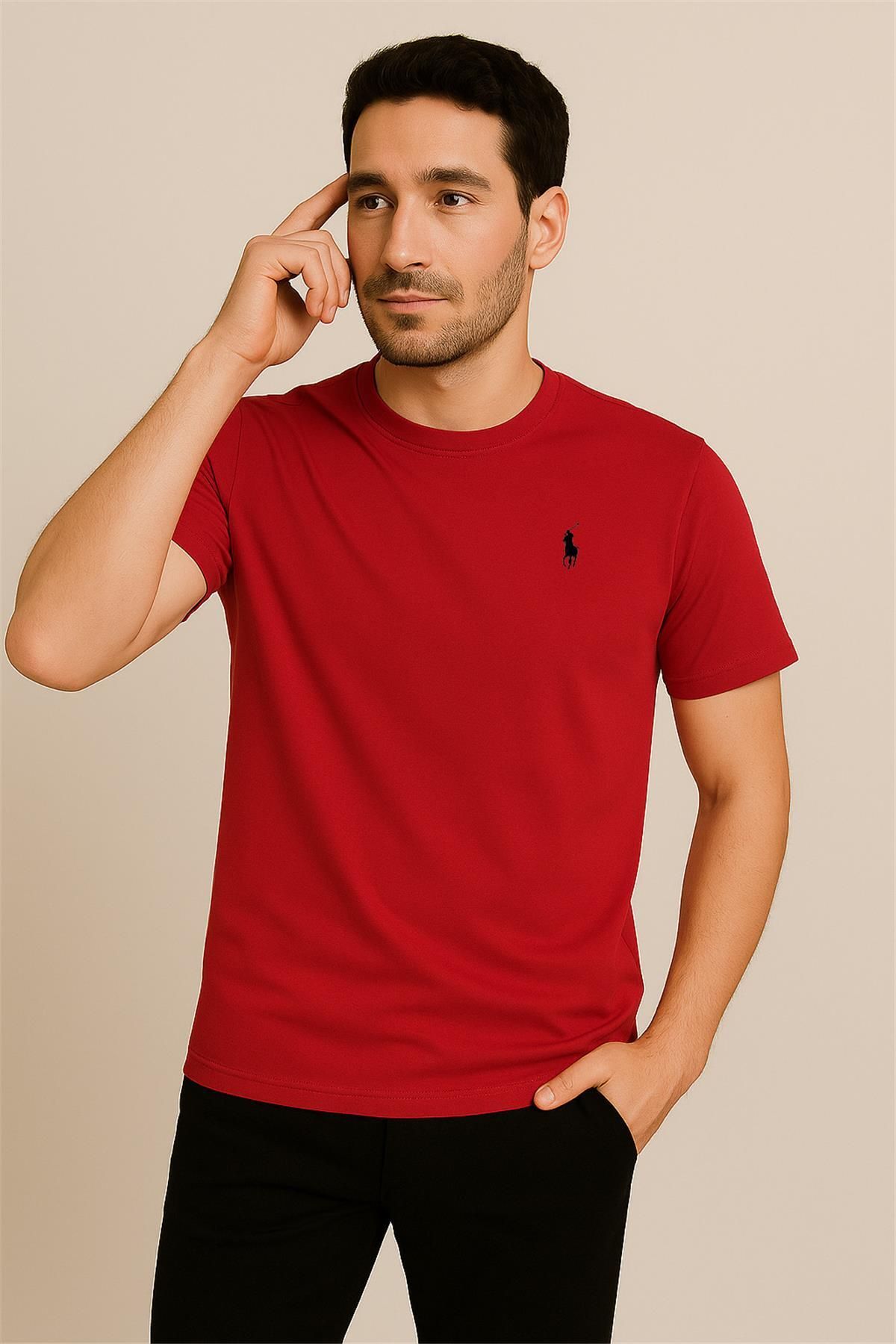 Polo PAMUK PENYE BİSİKLET YAKA T-SHİRT KIRMIZI