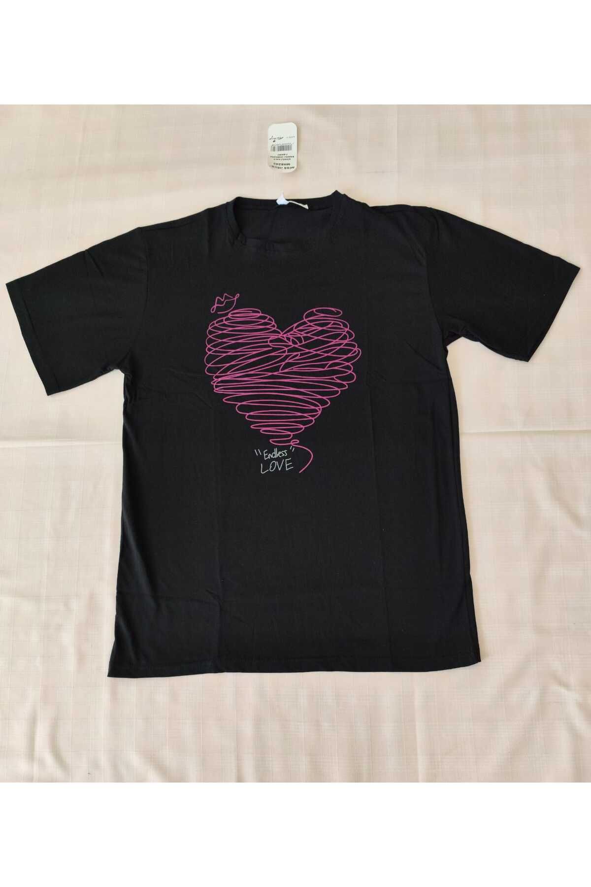 MCN KALP BASKILI SİYAH T-Shirt