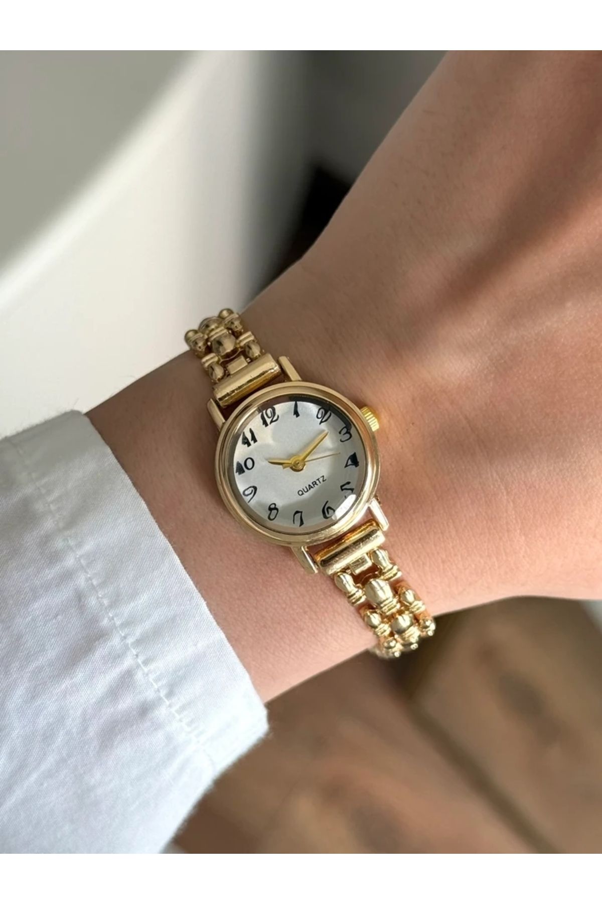 RoseandRoses Ceny Vintage Model Özel Tasarım Kadın Kol Saati Gold (Beyaz Kadran)