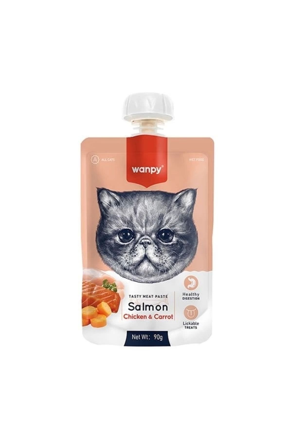 YNT İthalat Wanpy Taze Somonlu ve Tavuklu Et Ezmesi Doğal Kedi Ödülü 90 Gr
