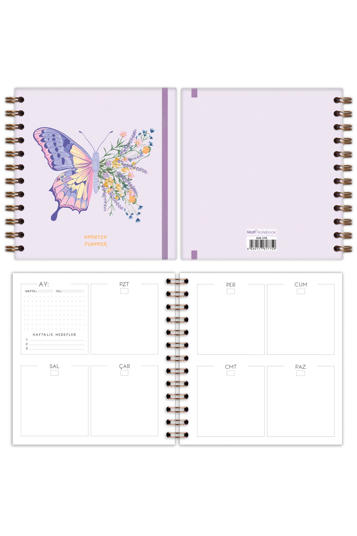 Matt Notebook-15X15 cm Square Set of 2 Spiralized Timeless Planner Agenda and Notebook 7