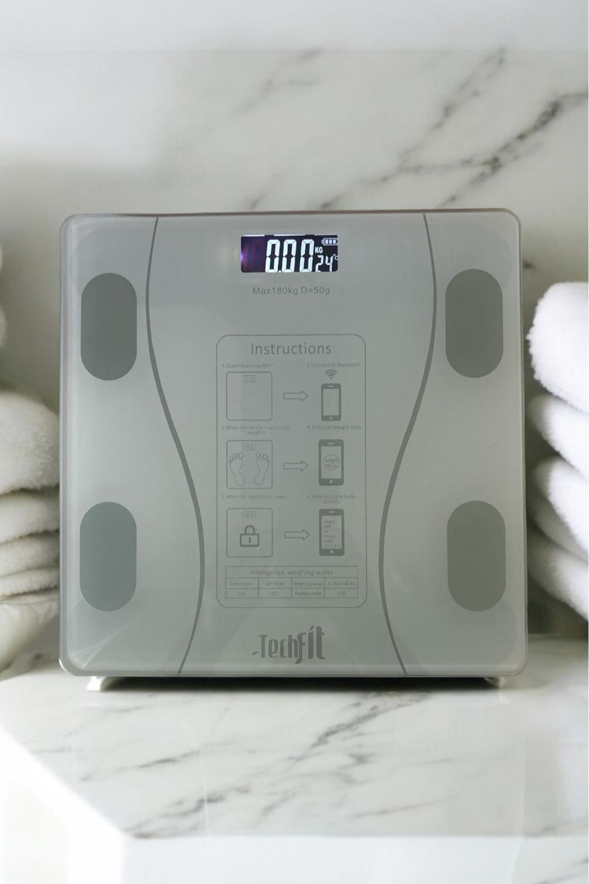 teknotrust Tf-1075 Dijital Baskül Yağ Ölçer Fonksiyonlu Techfit Akıllı Baskül Bluetooth Tartı - ... 9034SERI