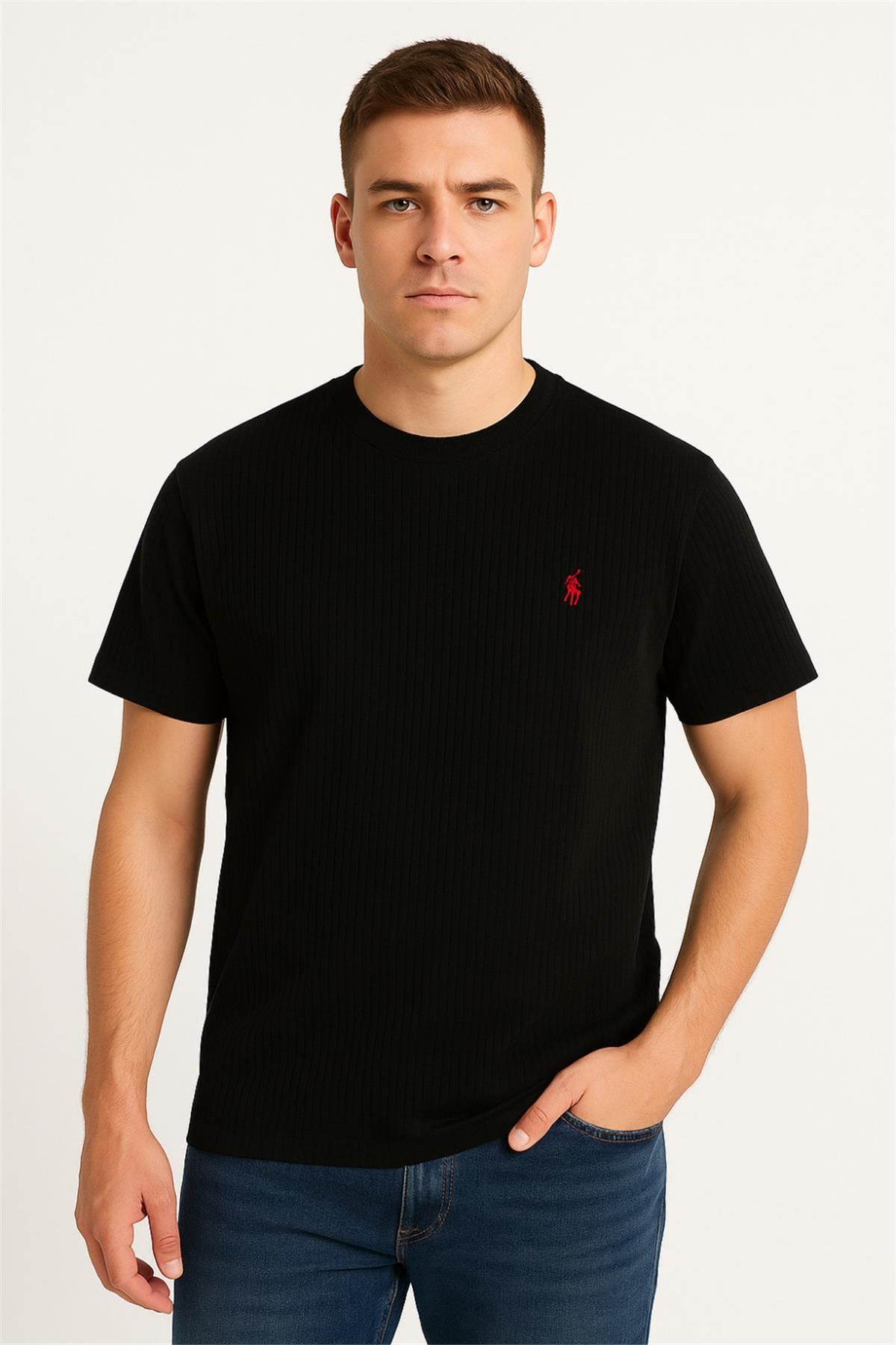 Polo T-TSHİRT SİYAH GOFRE KUMAŞ