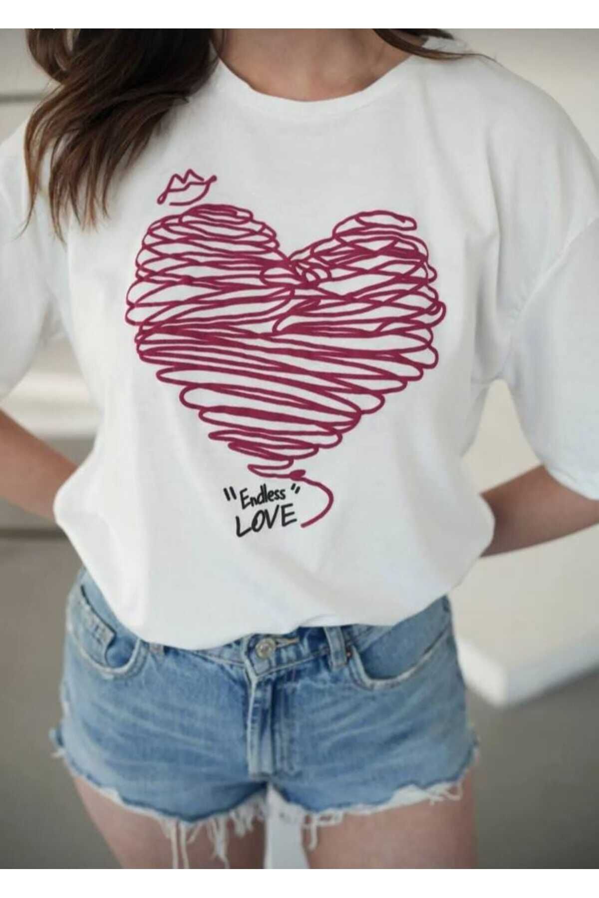 MCN KALP BASKILI BEYAZ T-Shirt