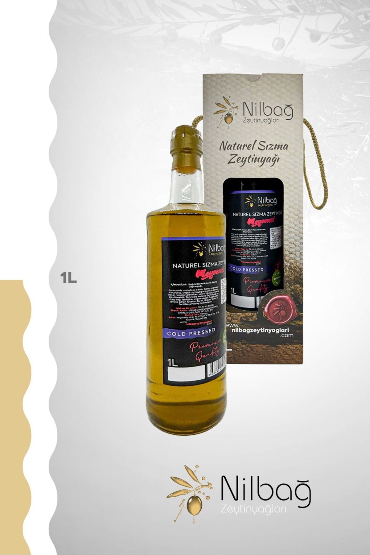 NİLBAĞ ZEYTİNYAĞLARI Ayvalık Naturel Sızma Zeytinyağı-Meyvemsi Marasca 1lt