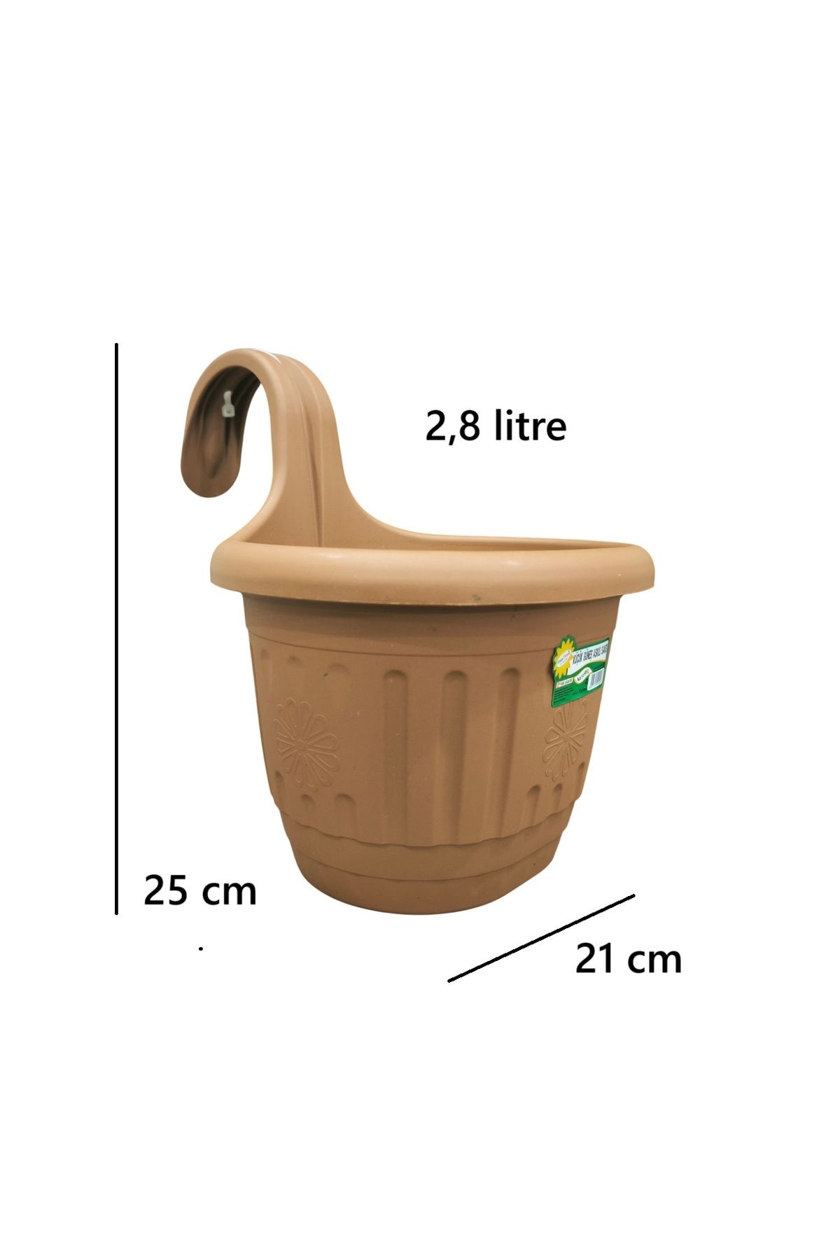 demethome 2,8 litre Kendinden Askılı Balkon Saksısı Plastik Kelepçeli Sağlam saksı