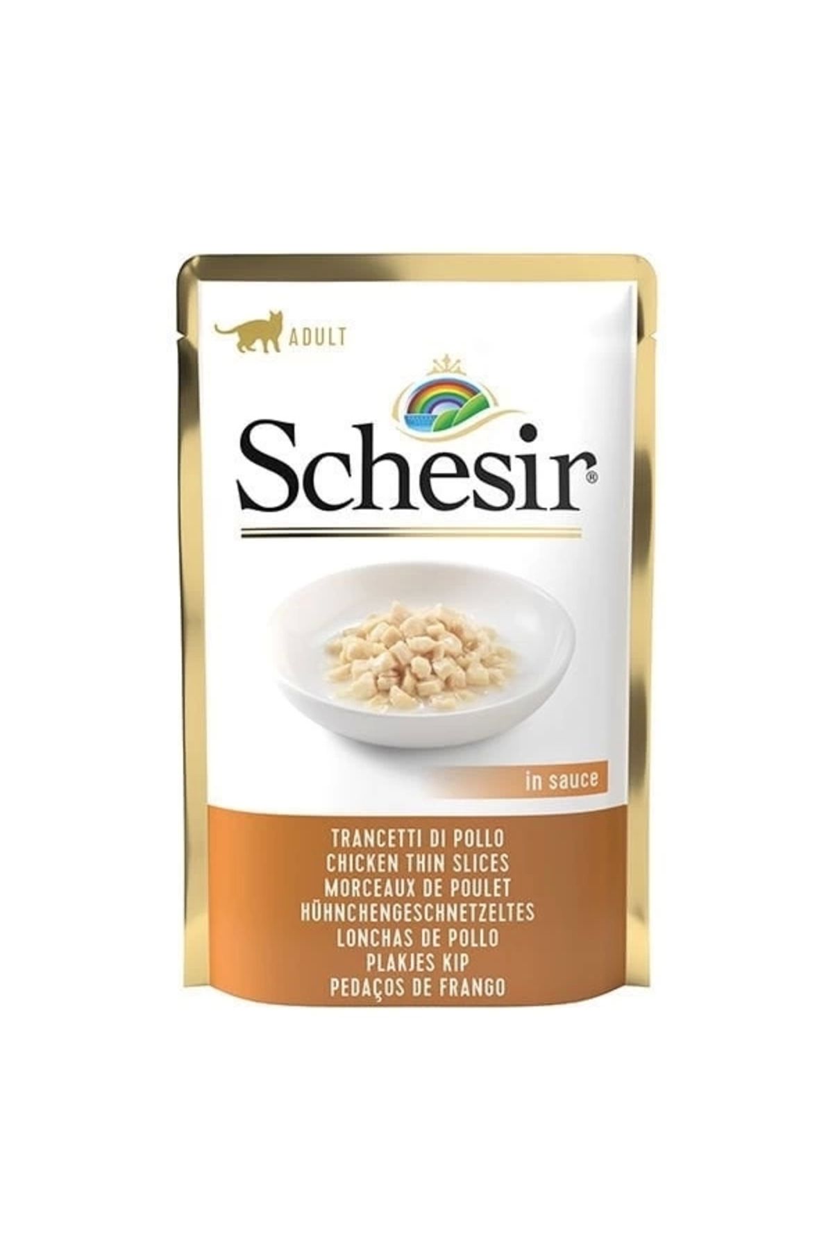 YNT İthalat Schesir Kıyılmış Tavuklu Yetişkin Konserve Kedi Maması 85 Gr