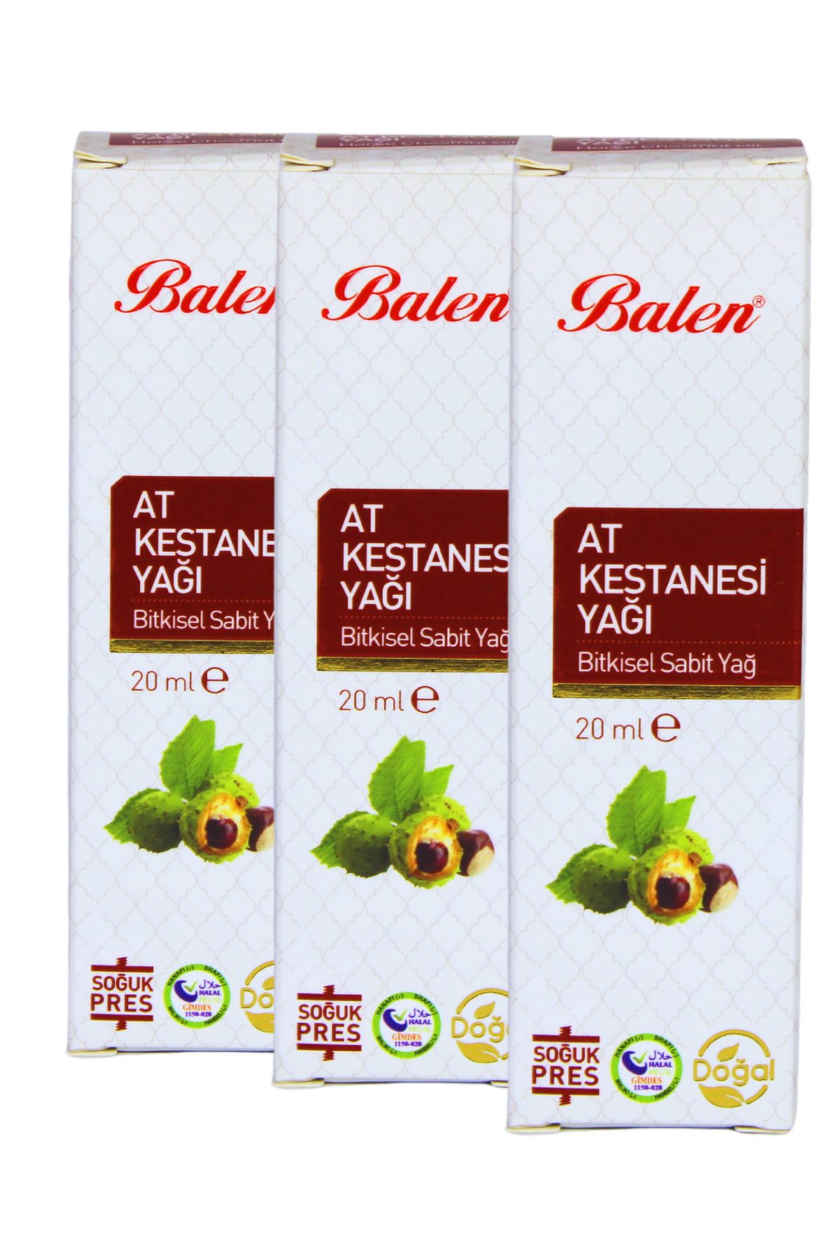 GÜLCE LOKMAN HEKİM AKTAR BALEN AT KESTANESİ YAĞI 3 X 20ML SOĞUK PRES