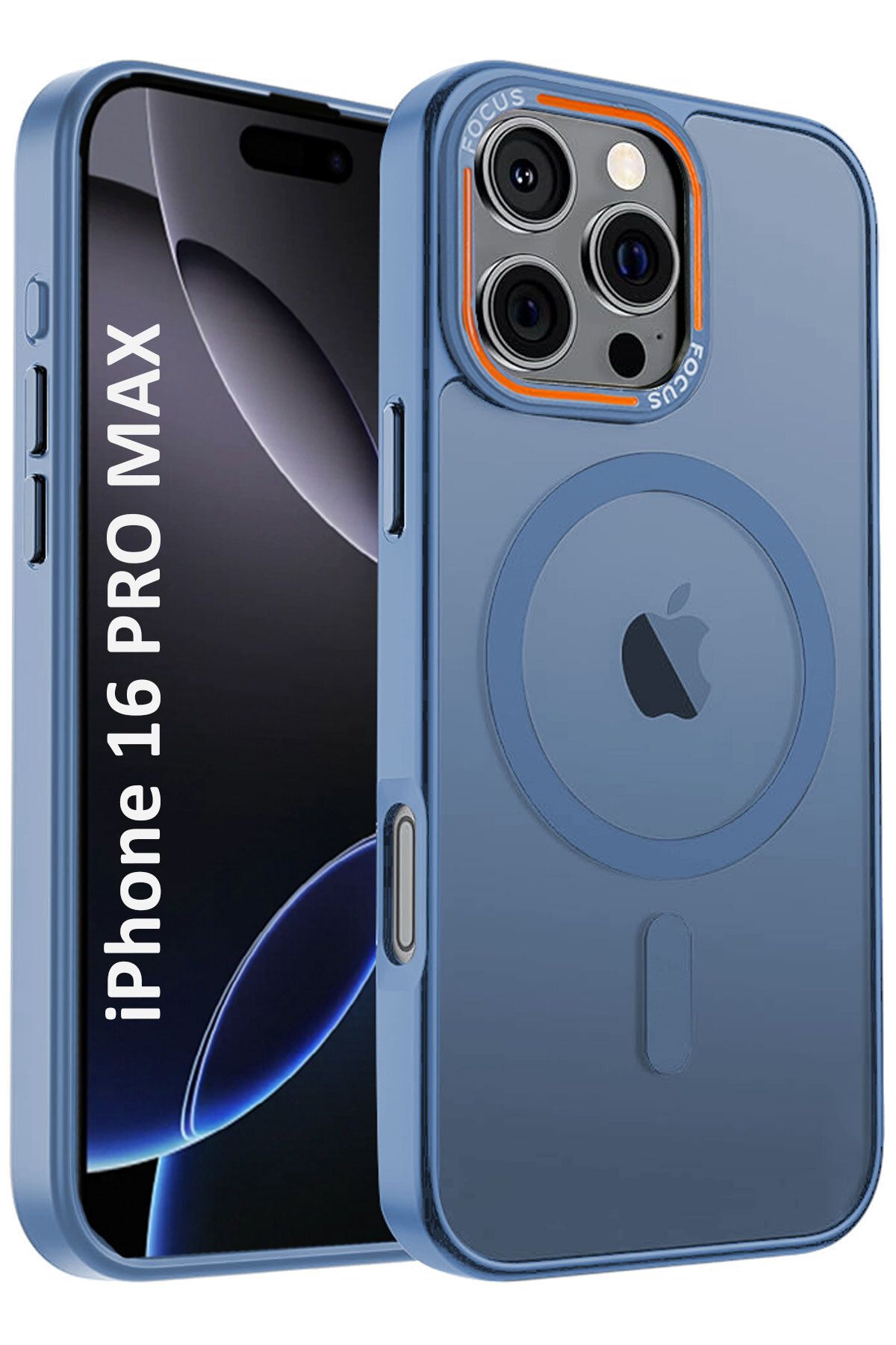 CEPSTOK Apple iPhone 16 Pro Max Kılıf Açık Mavi Magsafe Wireless Şarj Özellikli Mat Silikon Kapak