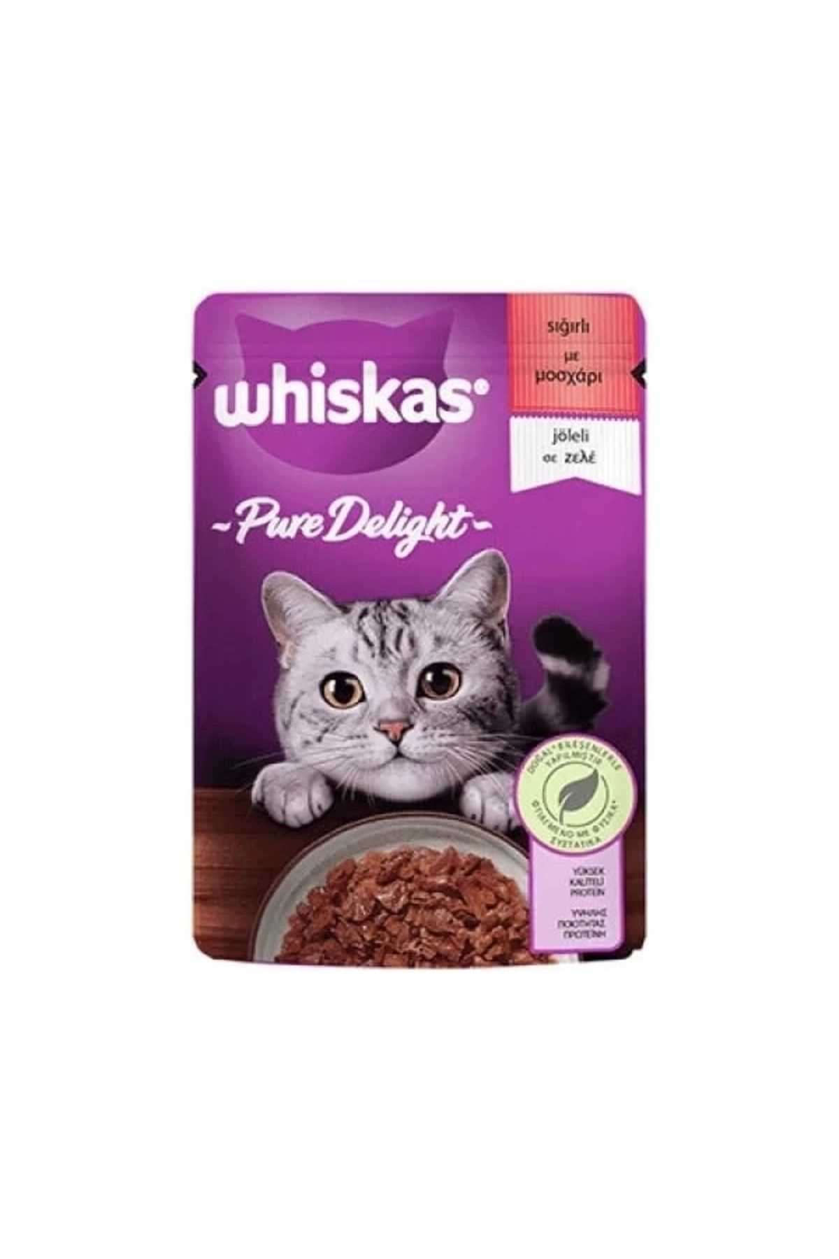 YNT İthalat Whiskas Pouch Pure Delight Jöle İçerisinde Sığır Etli Yetişkin Kedi Konservesi 85 Gr