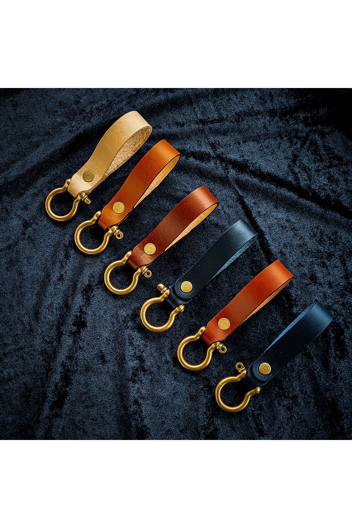 Brassallure Hakiki Deri & Pirinç Anahtarlık - Pirinç Shackle - El Yapımı Lüks EDC Anahtarlık