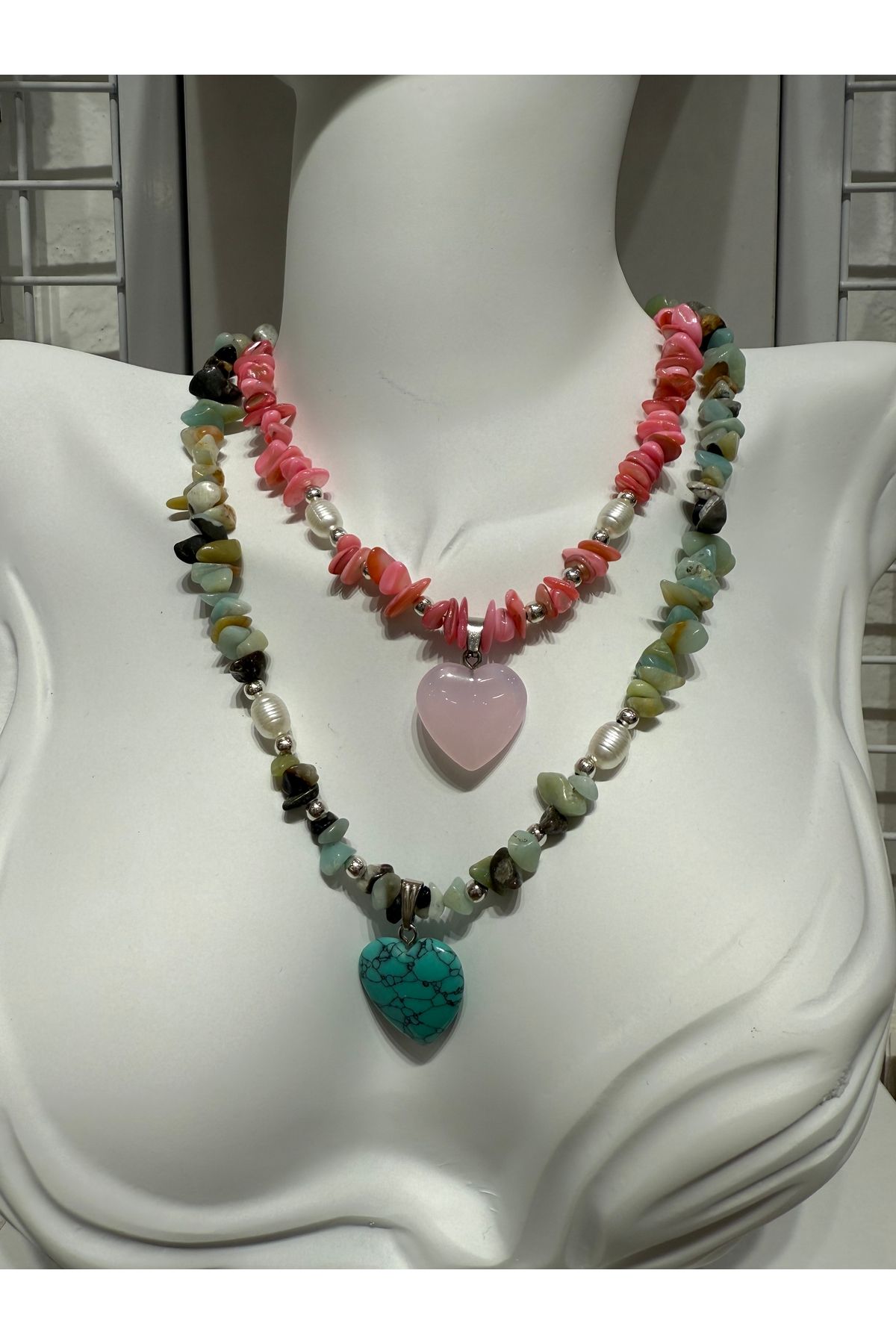 My violet accesorize İNCİLİ KALPLİ RENKLİ BONCUK KOLYE