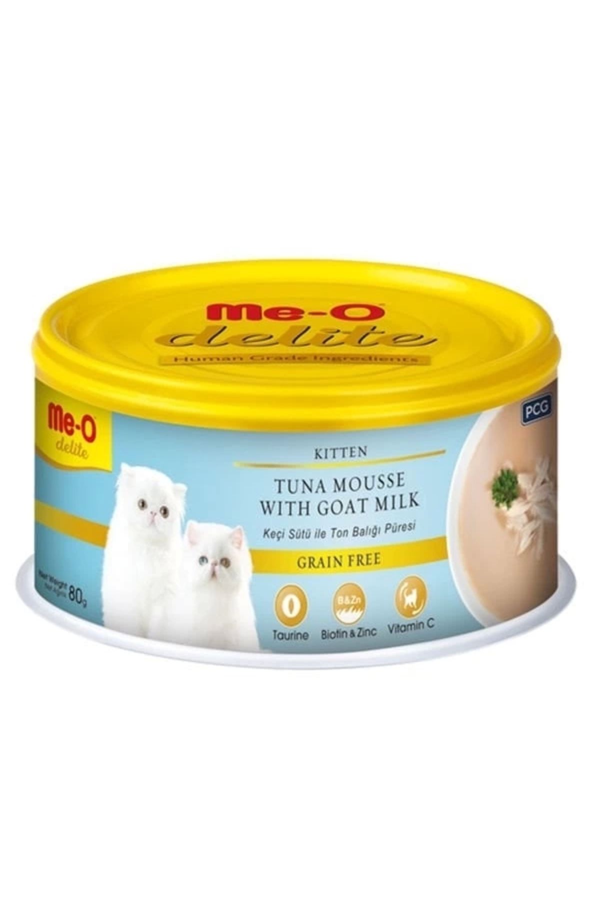 YNT İthalat Meo Delite Tahılsız Keçi Sütlü ve Ton Balıklı Yavru Konserve Kedi Maması 80 Gr