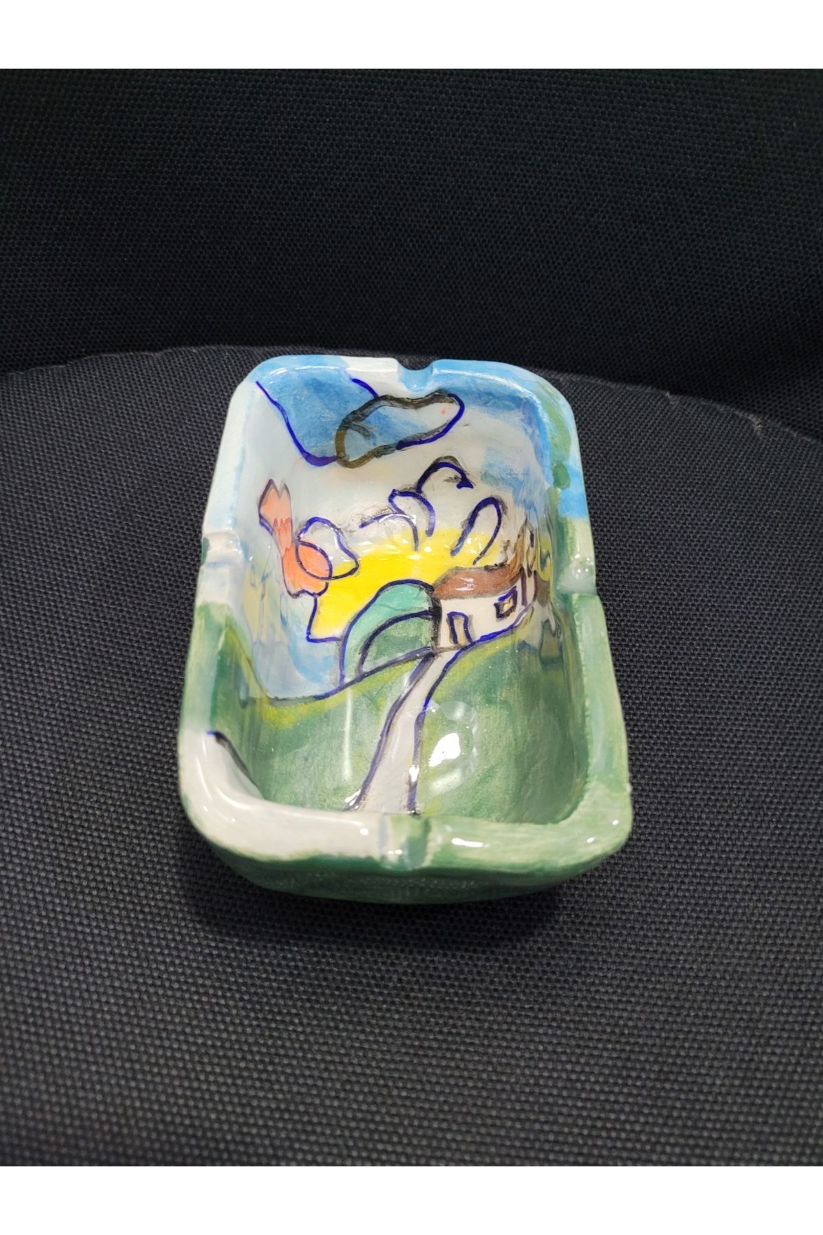 esdekor Seramik El Yapımı Küllük Kül Tablası 11x7x4cm 1 Adet