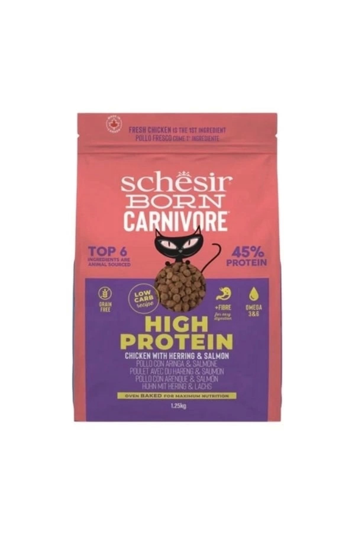 YNT İthalat Schesir Born Carnivore Tavuklu Somonlu ve Ringa Balıklı Yetişkin Kedi Maması 1.25 Kg