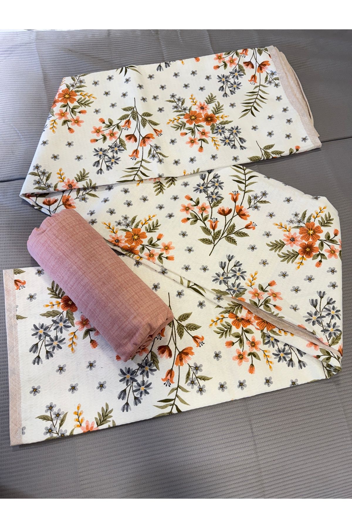 ŞENER HOME Gelincik Desenli Çarşafı Lastikli Çift Kişilik Pike Takımı