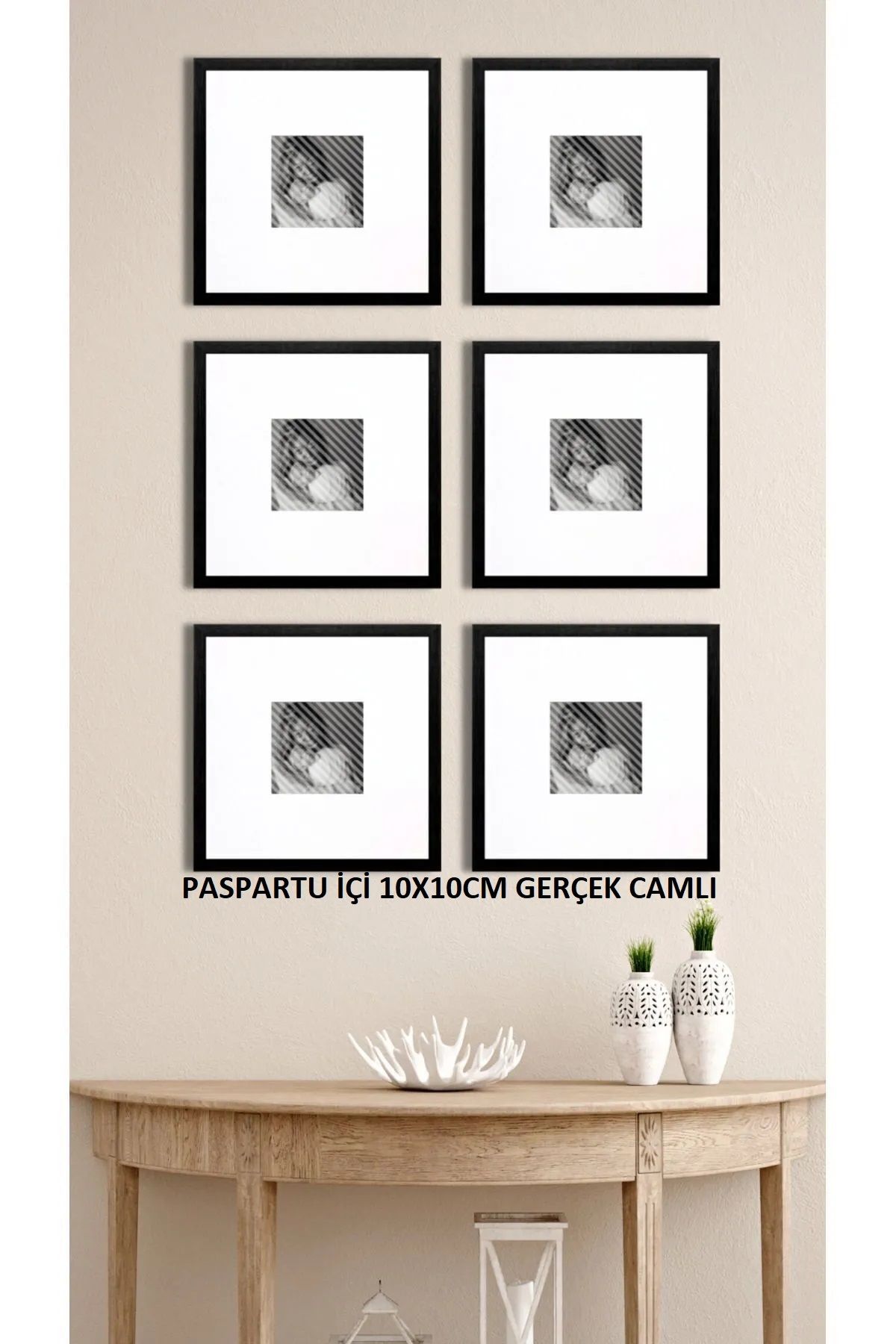 Araste KARE FOTOĞRAF ÇERÇEVESİ - 20X20 CM GERÇEK CAMLI PASPARTULU