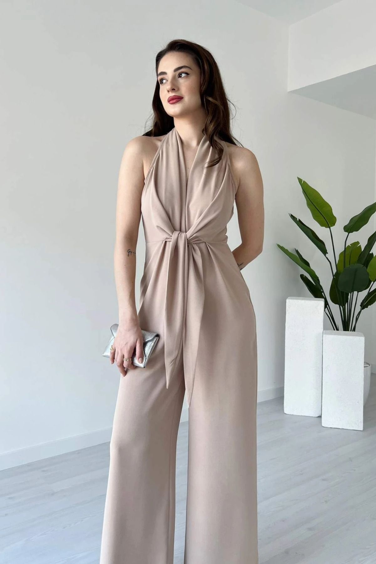 Aventien Önden Bağlamalı Bol Paça Tulum