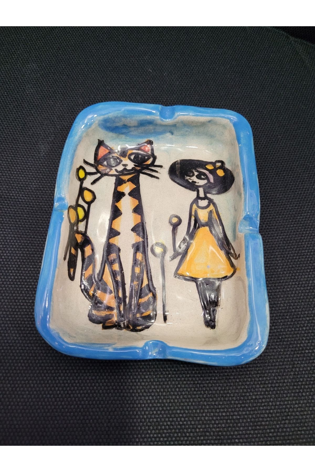 esdekor El Yapımı Küllük Kül Tablası Seramik 12x9x2cm 1 Adet