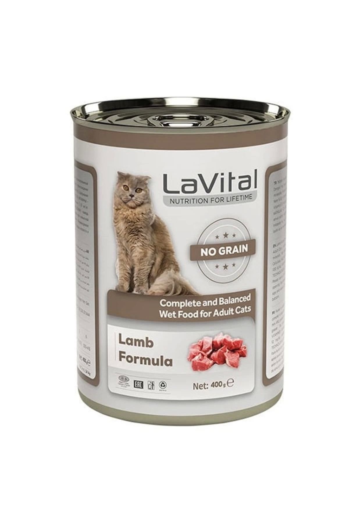 YNT İthalat Lavital Adult Tahılsız Kuzu Etli Yetiskin Konserve Kedi Maması 400 Gr