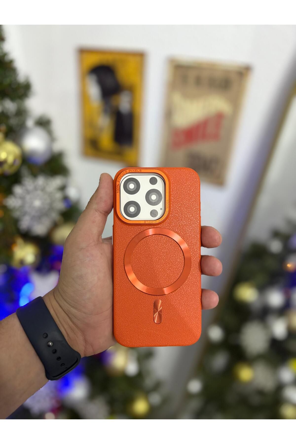 Kilif365 iPhone 15 Pro Deri MagSafe Şık Telefon Kılıfı