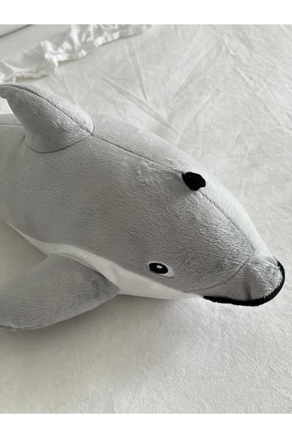 MR.Frenks Çocuk Sevimli Yunus Balığı Oyun&Uyku Arkadaşı Peluş Yastık Gri 45 cm