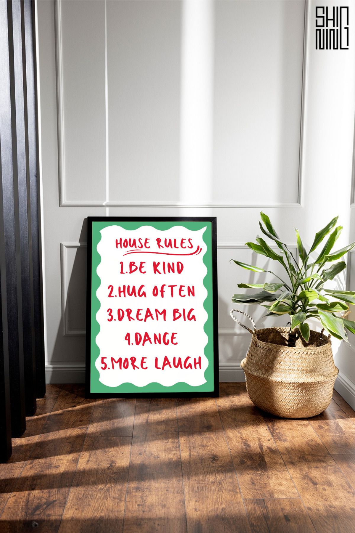 Home Çerçeveli "HOUSE RULES" Tasarım Tablo - Duvar Dekorasyon