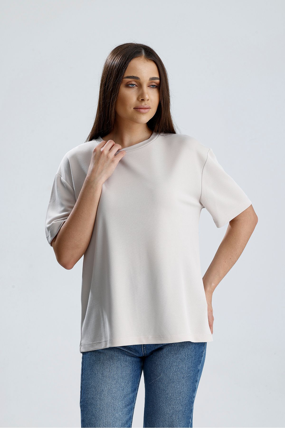 İVVİ Kadın Oversize Kısa Kollu Basic Tişört
