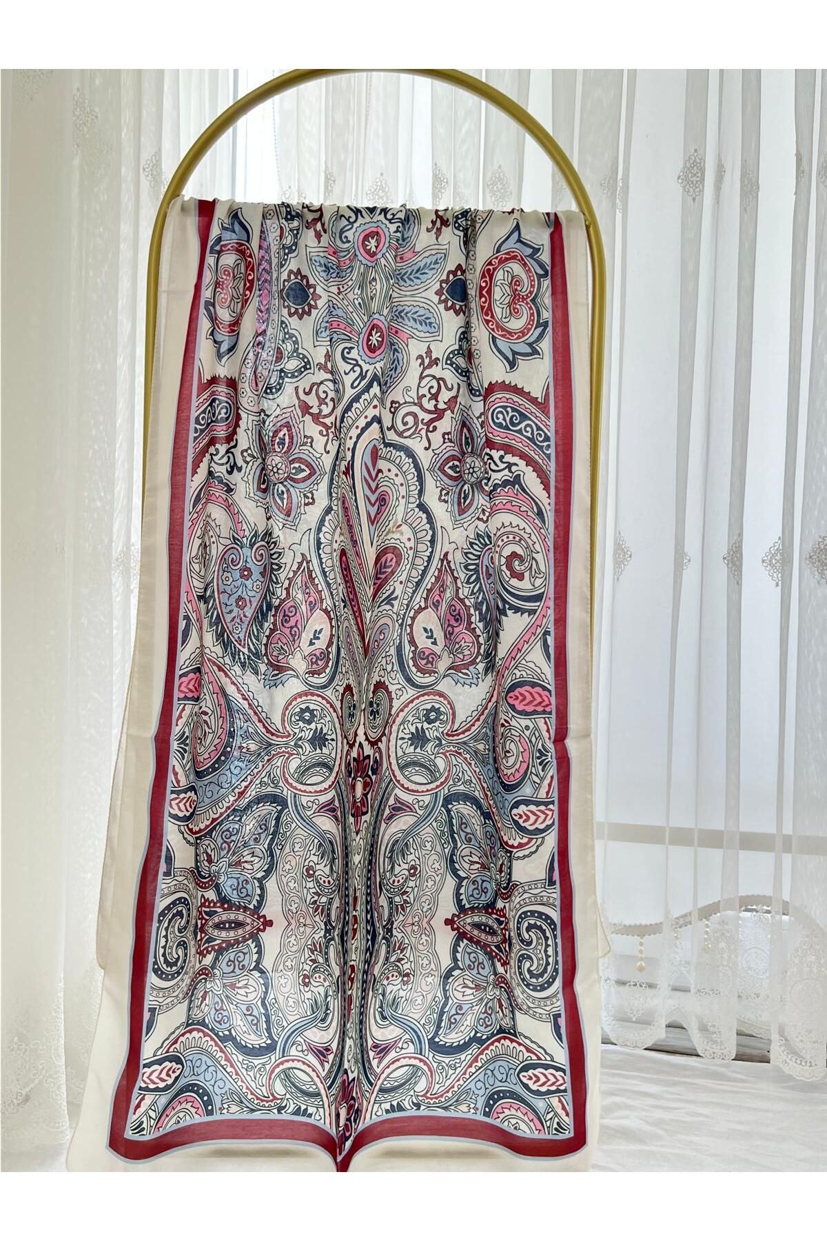 Shawl Passion Retro Desen Pamuk Şal Bordo