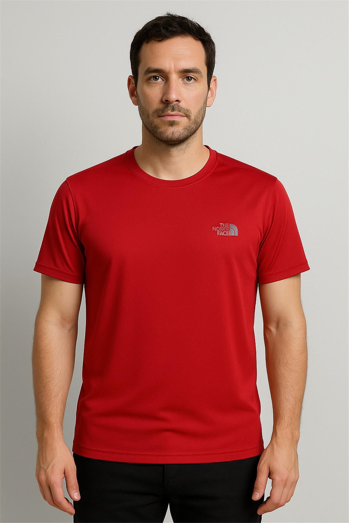 NORTHFACE BİSİKLET YAKA ERKEK T-SHİRT KIRMIZI