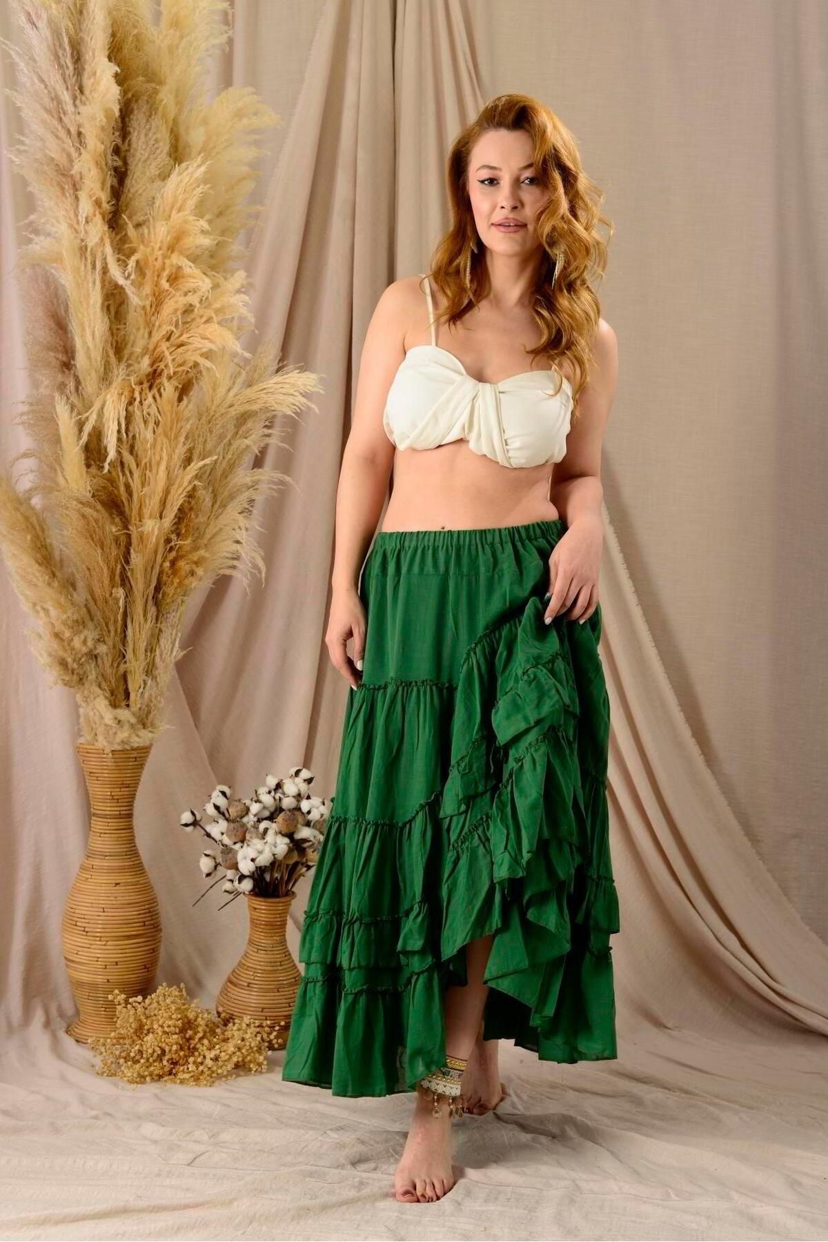 Butik İtalyan Karmen Etek - YEŞİL