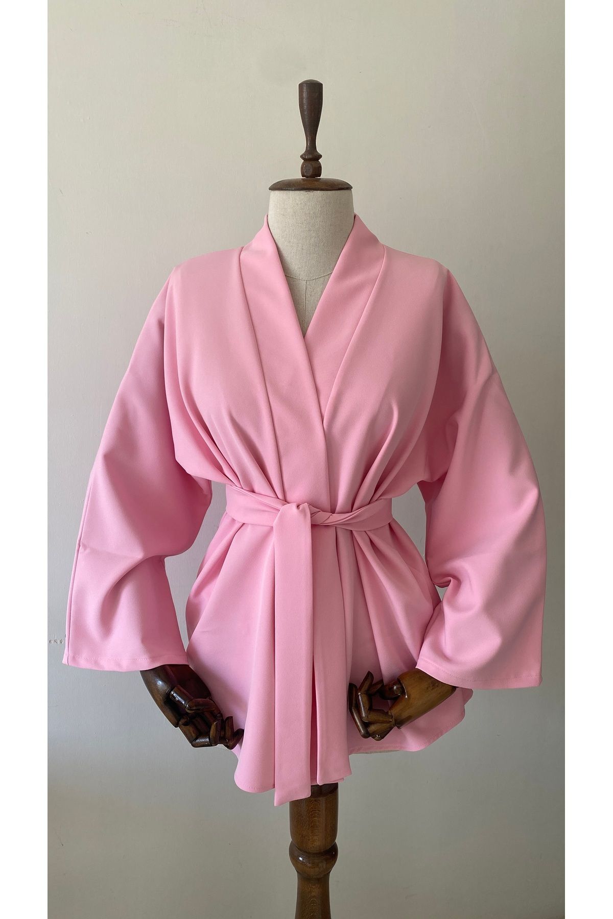 Glowear Atelier BABY PİNK Kuşaklı Tasarım Kimono - PEMBE