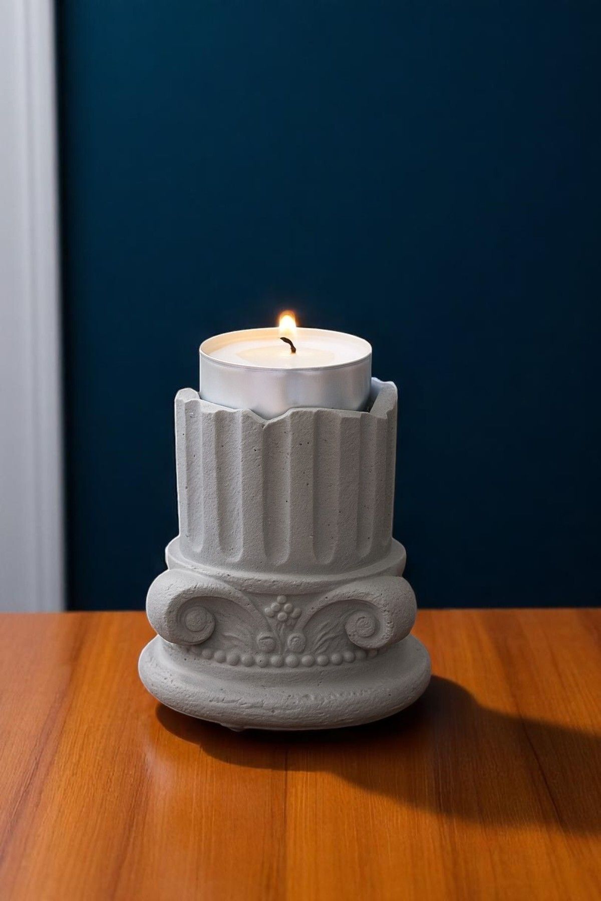ERSE HOME Antik Mimari Sütun Gri Renk Beton Tealight Mumluk