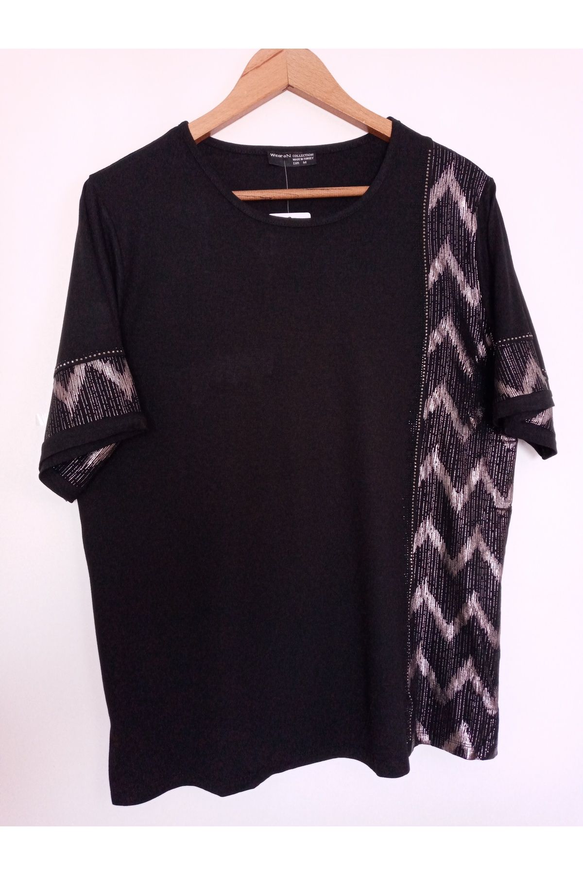 wear on Viskon Taş İşlemeli Kısa Kollu Anne Penye