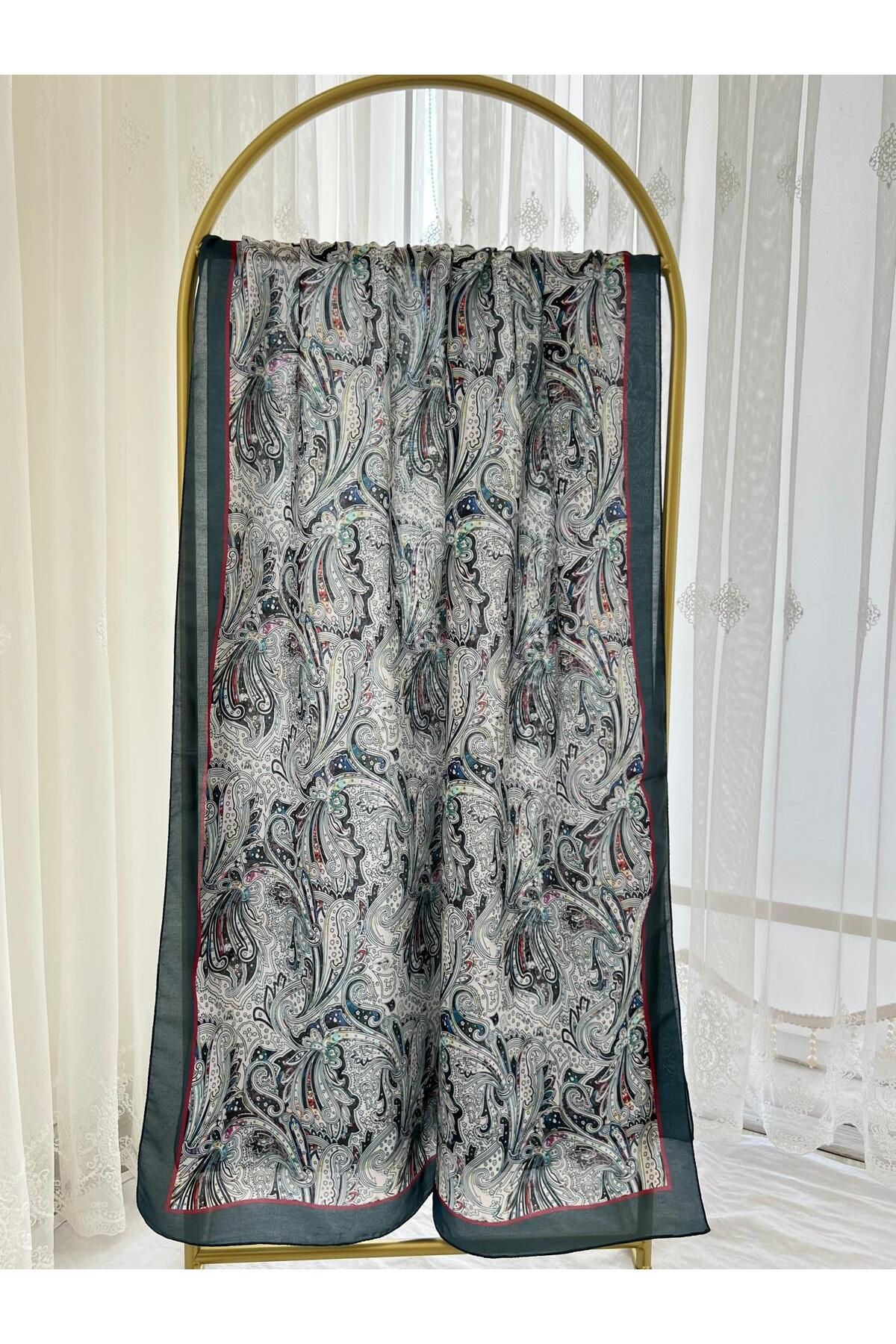 Shawl Passion Retro Desen Pamuk Şal Füme