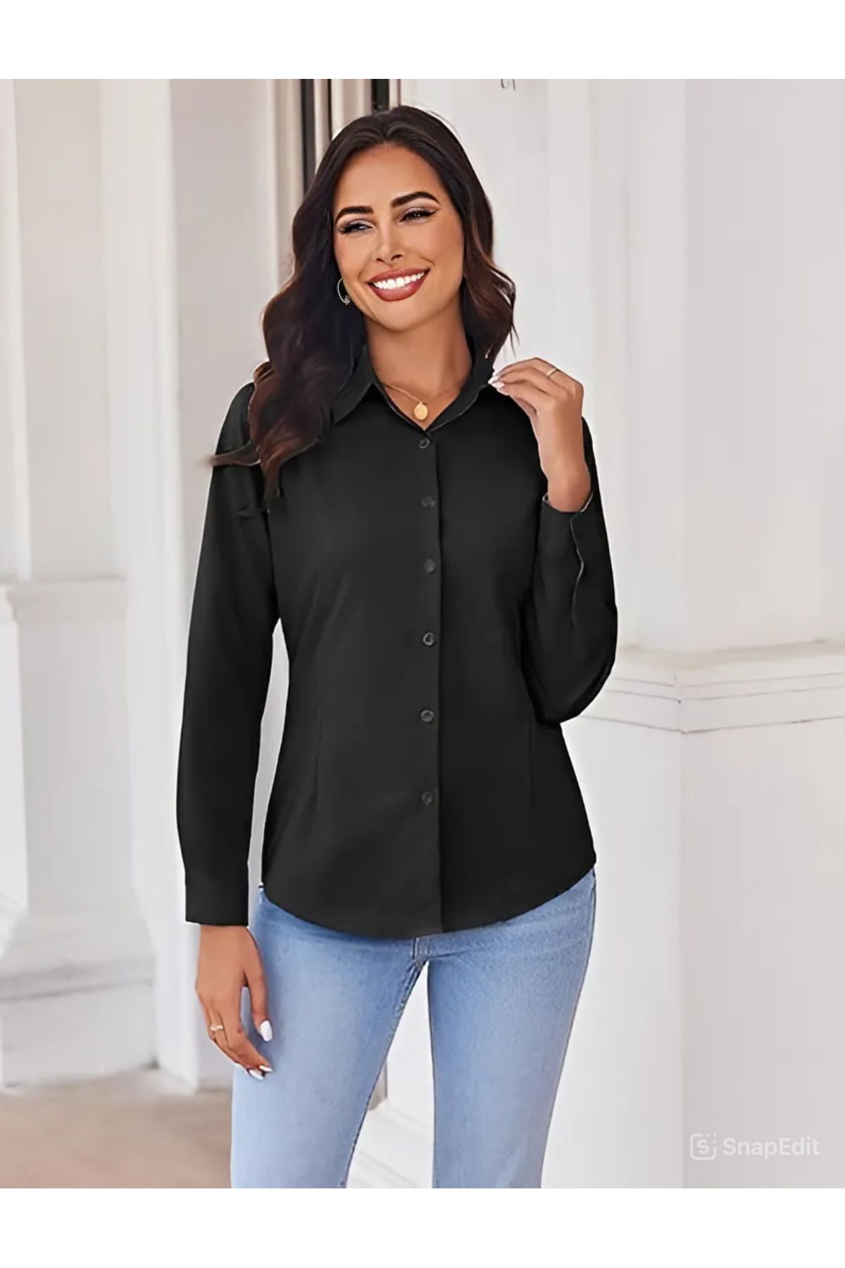 Butik Pamuk Saten Slim Fit Kadın Gömlek