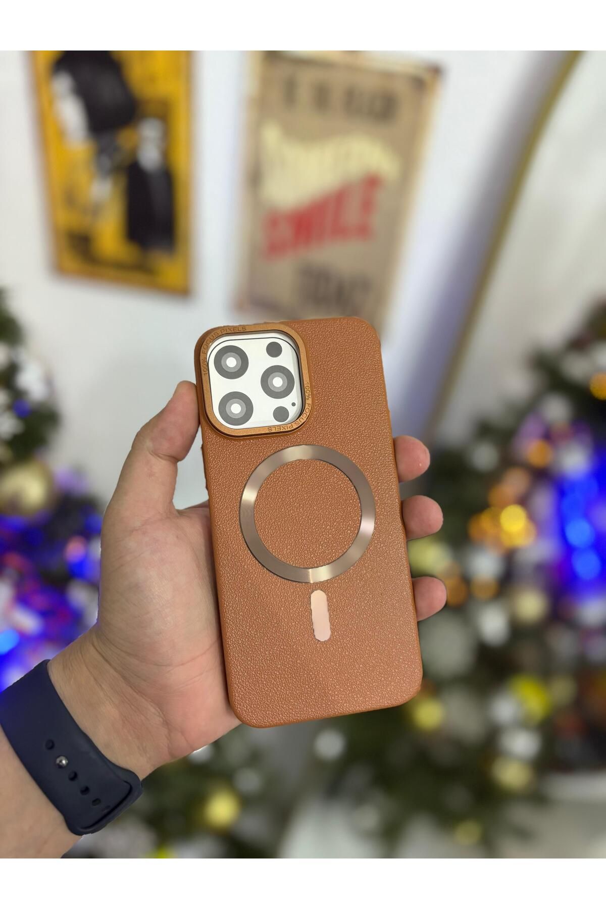 Kilif365 iPhone 15 Pro Max Deri MagSafe Şık Telefon Kılıfı