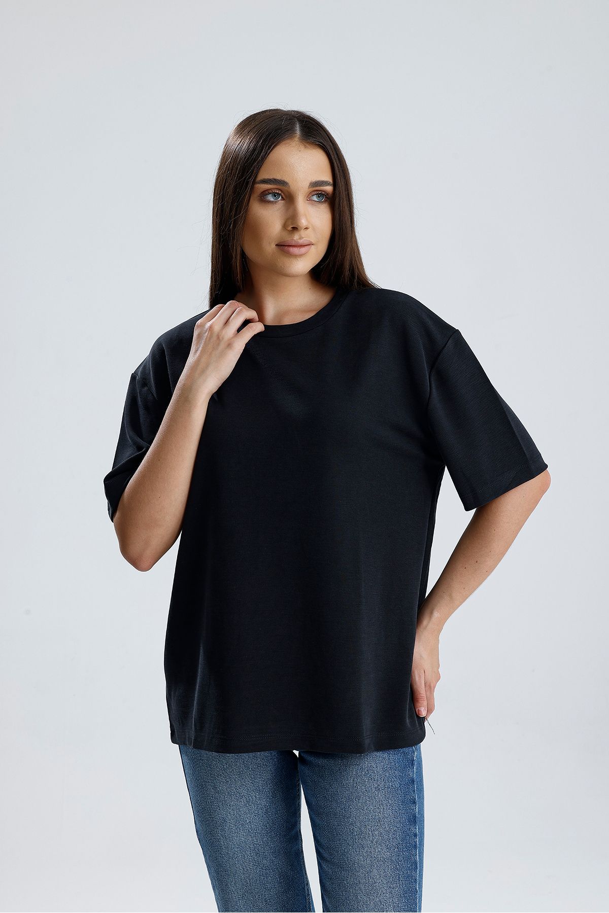 İVVİ Kadın Oversize Kısa Kollu Basic Tişört