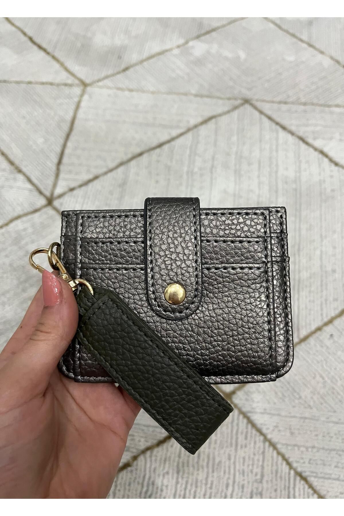 zauram Anahtarlık Ve Kartlık Detaylı Platin Minimal Cüzdan