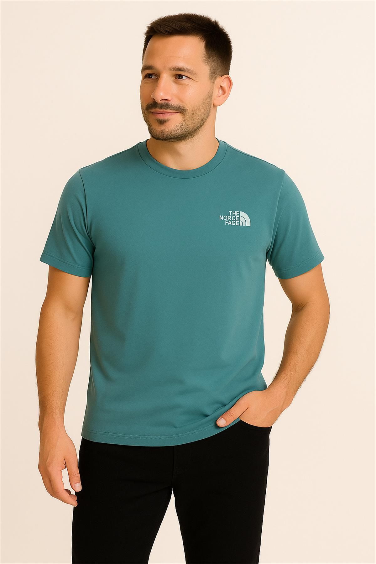 NORTHFACE PAMUK PENYE BİSİKLET YAKA T-SHİRT ÇAĞLA YEŞİLİ