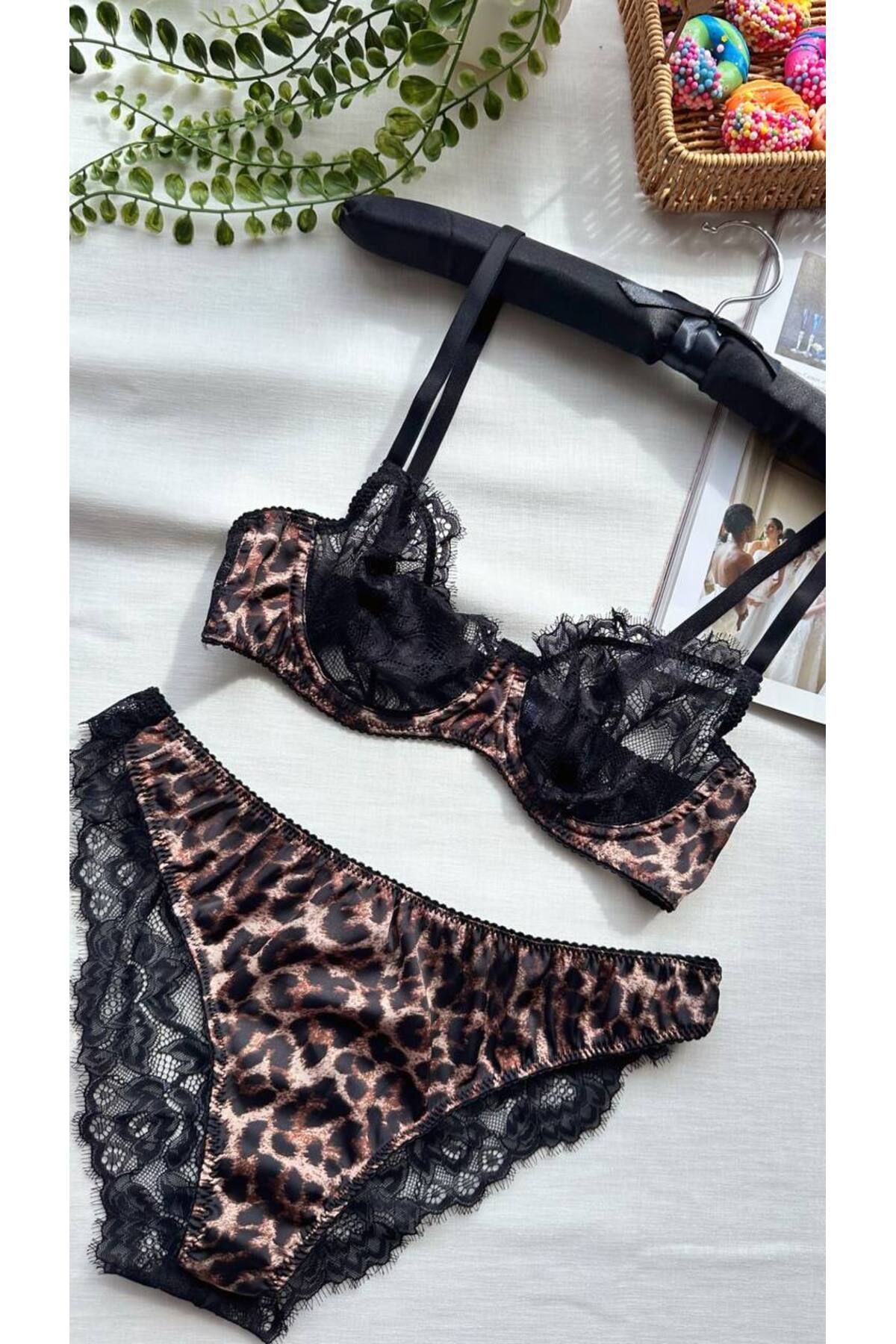 Tatty Underwear Leopar Dantelli Bralet Takımı