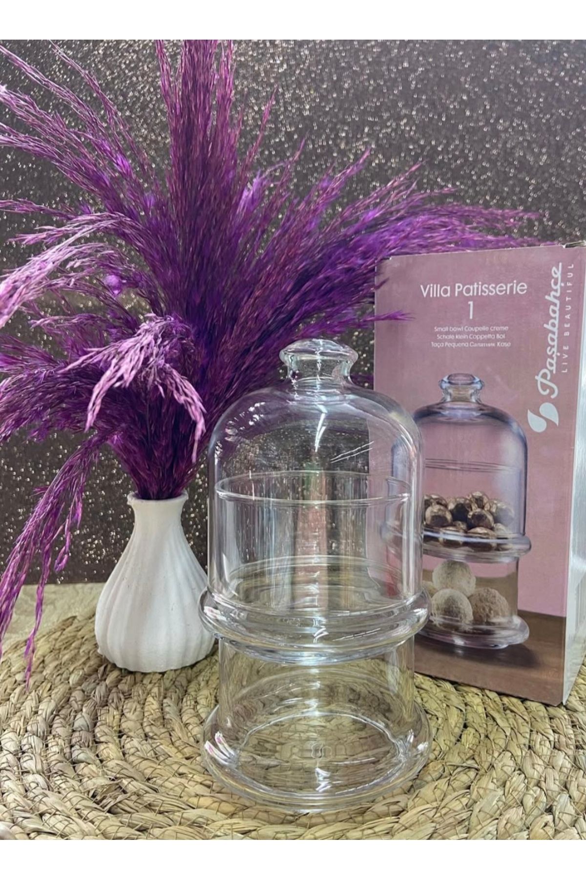 Home Villa Patisserie 2 Katlı Cam Sunumluk Lokumluk Şekerlik Kurabiyelik Drajelik