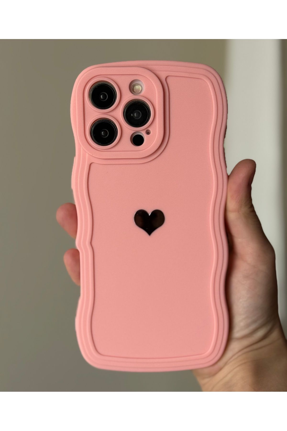 FİŞNEİLETİŞİM İPHONE 16 PROMAX UYUMLU KENARLARI DALGALI PUDRA KILIF