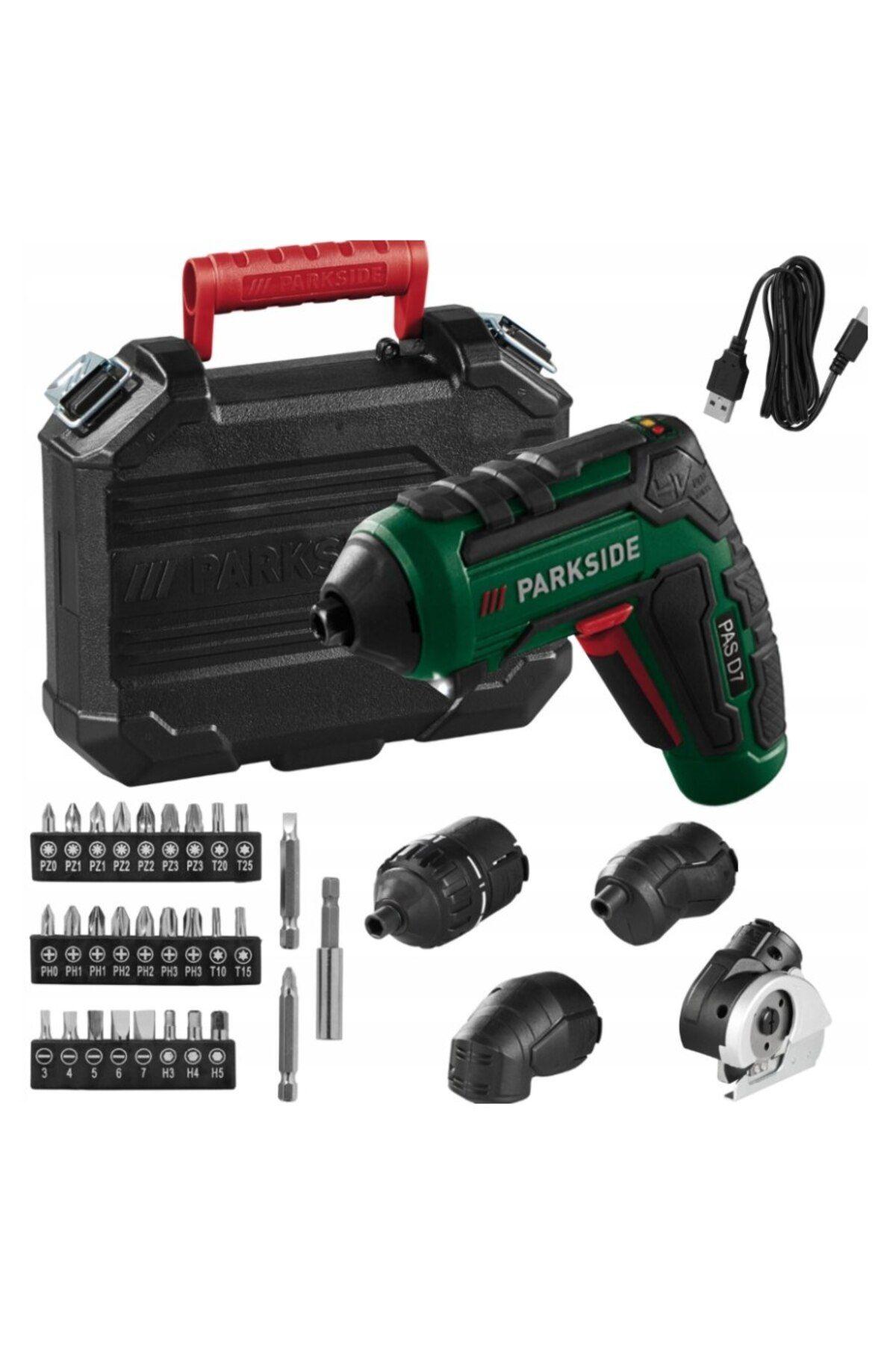 PARKSIDE-Cordless Screwdriver Parkside PAS D7, 4 V, 4 Accessories and Interchangeable Bits 4