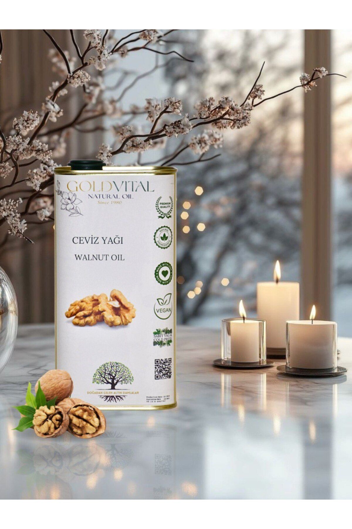 GOLD VİTAL SHOP CEVİZ YAĞI 1 LT - SOĞUK PRESS, SAF & DOĞAL ÜRÜN